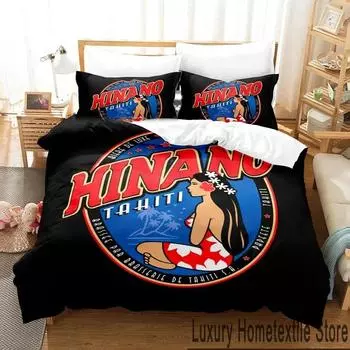 3D H-hinano Tahiti Logo Bedding Set Boys Girls Twin Queen King Size Duvet Cover Pillowcase Bed boys Adult Home Textileextile 70x133cm 2pcs