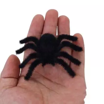 3D Halloween Plush Spider Funny Artificial Spider Spider Model Flocking Black Spider Haunted House