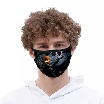 3D Halloween Pumpkin Print Face Masks Windproof Dust-Proof Mask Protective Mask E