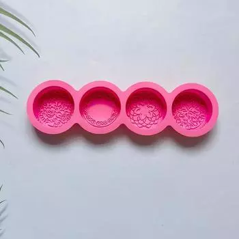 3D Handmade Silicone Soap Mold 4 Types Flower Soap Making Mould DIY Circular Shape Soaps Craft Tools Round Mooncake Mold розовый