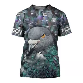 3D Harajuku Animal Print Men s T-shirts Funny Pigeon Pattern Short Sleeve Pullover Summer Casual O-neck Loose Tops 6XL