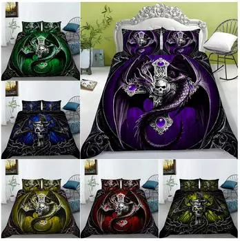 3D HD Череп Домашний комплект постельного белья Пододеяльник Наволочка США/Великобритания/Австралия Твин Полная двуспальная кровать DE 100x135cm