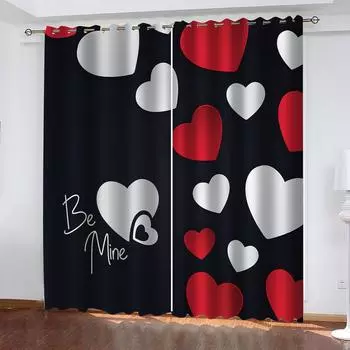3D Сердце Форма Креативный Узор Затемняющие Шторы Окна Для Гостиной Детской Комнаты Шторы 2 Части Мода W70xH160cmx2&Grommet Top