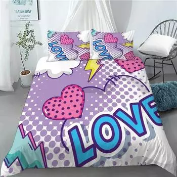 3D Hip Hop Art Style Duvet Cover Cool Rock and Roll Style Quilt Cover with Pillowcase for Kid Home Bedroom Decor King Queen Size 135x200cm 2pcs