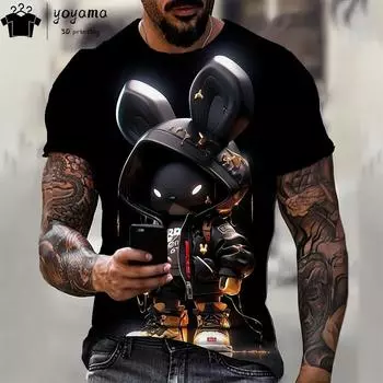 3d Hip Hop Print Unisex s Clothing Fashion Animal Graphic T Shirts O-neck Short Sleeve Tee Summer Breathable T-shirts For Unisex Tops 3XL