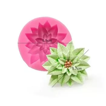 3D Holly Leaf Poinsettia Christmas Flower Силиконовая форма для сахарного ремесла Инструмент из смолы Форма для выпечки кексов Инструменты для украшения тортов из помадки