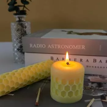 3D Honeycomb Cylinder Candle Silicone Mold Diy Aromatherapy Plaster Resin Handmade Soap Candle Making Kit Home Decor Gift L