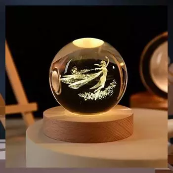 3D хрустальные светильники, светящийся планетарный галактический ночник, хрустальный шар, ночник, домашний декор, рождественский подарок Warm Light Base