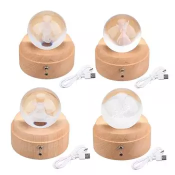 3D хрустальный шар музыкальная шкатулка вращающаяся деревянная основа красочный маленький ночник подарок для девочек женщин Windmill