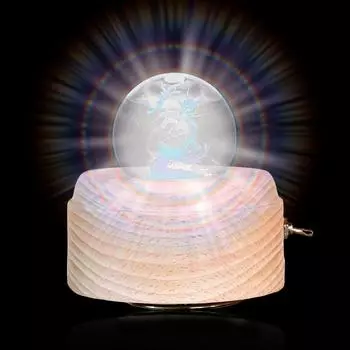 3D хрустальный шар музыкальная шкатулка многофункциональная USB зарядка музыкальная шкатулка хрустальный ночник уникальный деревянный вращающийся прикроватный светильник красный