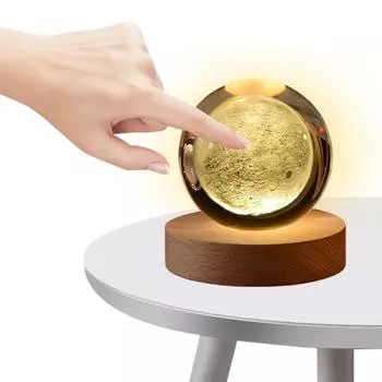 3D хрустальный шар ночник с деревянной основой хрустальный шар лампа для спальни декор H 6/6cm