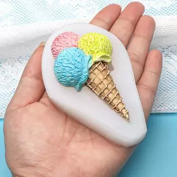 3D Ice Cream Shape Silicone Mold DIY Fondant Chocolate Cake Decoration Baking Tool Handmade Kitchen Accessories Clay Resin Mould
