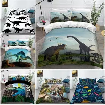 3D-игра, цифровая печать, комплект постельного белья с рисунком динозавра, комплект постельного белья с пуховым одеялом для спальни, полноразмерная односпальная/двуспальная кровать, украшение дома Baby 100x135cm