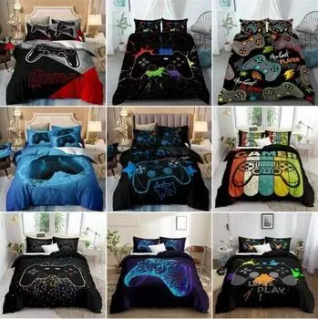 3D-игра Playstation Gamer Пододеяльник Комплект постельного белья Наволочки Одинарный двухместный King Single 135x200cm