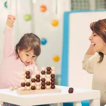 3D Игра в бисерные шахматы Деревянная игрушка-шахматы для двух игроков Интерактивная игра для родителей и детей Четыре в ряд Семейная настольная игра для вечеринок Тренировка логического мышления для детей One Size