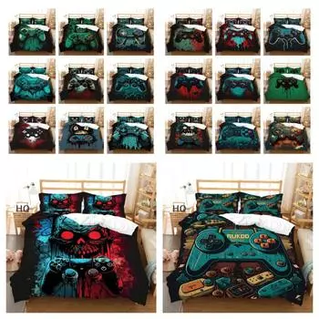 3D-игровая консоль Печать Чехол для постельного белья Полиэстер Пододеяльник Комплект Одномерный Модный Крутой Домашний Постельный Набор T UK Single 135x200cm
