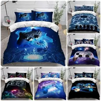 3D игровая консоль тема печатный комплект постельного белья игровой плеер пододеяльник наволочка двуспальная кровать полноразмерное покрывало моющийся молния украшение дома Baby 100x135cm