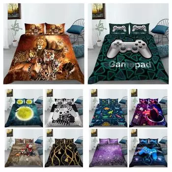 3D игровая ручка Pringting, чехол для постельного белья, комплект одеяла с животным узором, домашняя постельная одежда, наволочка из микрофибры UK Single 135x200cm
