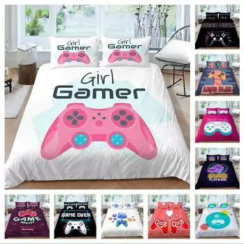 3D Игровая ручка Шаблон Роскошный домашний комплект постельных принадлежностей Полноразмерный пододеяльник и наволочка для мальчиков и мужчин Любители игр Комната Спальня Постельные принадлежности UK Single 135x200cm