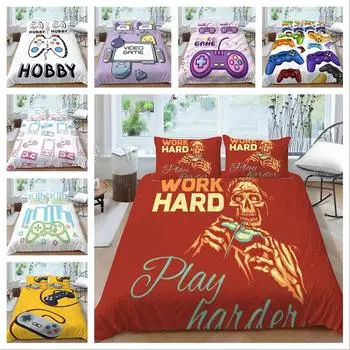 3D Игровая ручка Шаблон Роскошный домашний комплект постельных принадлежностей Полноразмерный пододеяльник и наволочка для мальчиков и мужчин Любители игр Комната Спальня Постельные принадлежности UK Single 135x200cm