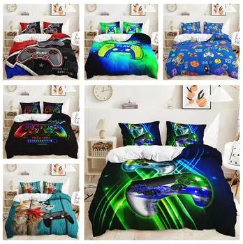 3D игровой контроллер, комплект постельного белья, игровой плеер, пуховый пододеяльник, наволочка, 2/3 шт., ткань из микрофибры, детская комната, мягкий домашний текстиль, праздничный подарок Baby 100x135cm