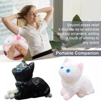 3D игрушка для кошек, сжимающая тревожность, снятие стресса, черный белый котенок, сенсорная игрушка для детей и подростков белый