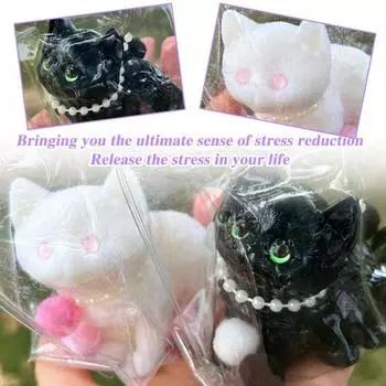 3D игрушка для кошек, сжимающая тревожность, снятие стресса, черный белый котенок, сенсорная игрушка чёрный