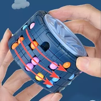 3D игрушки-кубы-цилиндры, головоломки-слайдеры с вращающимся гироскопом Magic Bean, детские развивающие игрушки, головоломки (Красный, синий, черный) чёрный