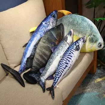 3D имитация рыбы, плюшевые игрушки, фаршированный тунец, лосось, осенняя сайра, группер, плюшевая подушка, креативная подушка для дивана, подушка, подарок, детская игрушка 40cm