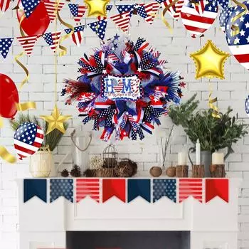 3D Independence Day Flag Garland Home Front Decoration Door Hanging Garland Pendant One Size