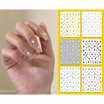 3D INS Asterism наклейки для ногтей золото серебро черный белый лазерный декор ногтей гель-лак маникюр советы, инструмент для дизайна ногтей 965black