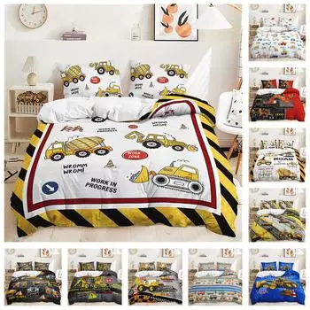3D инженерный автомобильный комплект постельного белья для детской комнаты, пододеяльник, наволочка, 2/3, праздничный подарок, AU140 * 210, полноразмерный, быстросохнущий, мягкий домашний текстиль Baby 100x135cm
