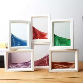 3D-искусство из движущегося песка, вращающееся на 360° украшение в виде песочных часов, креативное искусство из песка Liquid Motion синий