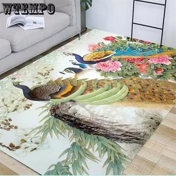 3D изысканный коврик с изображением павлина, коврик для дома, гостиной, спальни, дивана, коврик для кухни, украшение для кухни, нескользящие коврики 80*120cm
