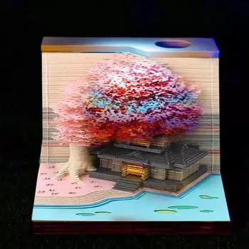 3D-календарь с разрывом и светодиодной подсветкой, художественная бумажная скульптура, домик на дереве с подсветкой C