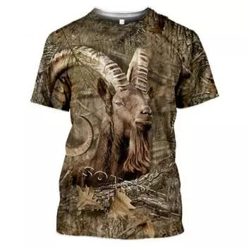 3D камуфляжная футболка с изображением охотничьего животного, уличная повседневная забавная футболка для мужчин и женщин, модная футболка с короткими рукавами S