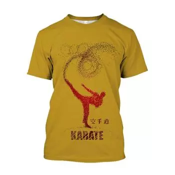 Футболка с 3d принтом каратэ, японская тренировочная футболка, мужские топы, негабаритная спортивная одежда с короткими рукавами, мужская быстросохнущая футболка M