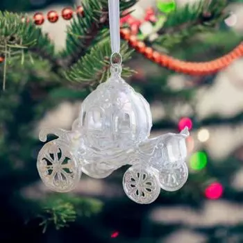 3D карета Балетная Девушка Бабочка Лось Колокольчик Подвески Прозрачный Красочный Акриловый Кулон Рождественская Елка A