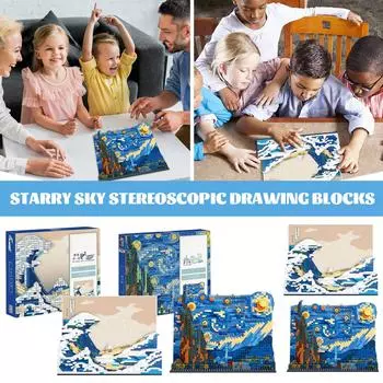 3D Картина Строительство Мелкие Частицы Образовательная Головоломка Игрушка Подарок На День Рождения One Size синий