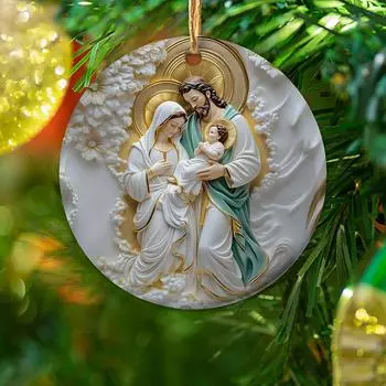 3D католические рождественские украшения керамический Иисус подвесной кулон рождественская елка подвески своими руками Vinatge религия керамические украшения One Size
