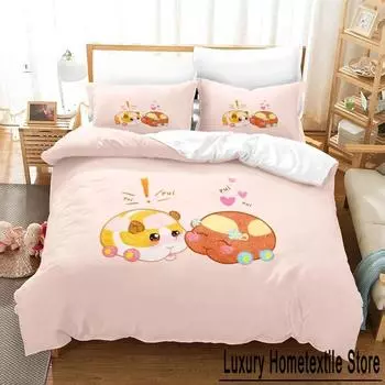 3D Kawaii Cartoon Animal Pui Pui Molcar Bedding Set Single Twin Full Queen King Size Bed Set Adult Kid Bedroom Duvet cover Sets 70x133cm 2pcs