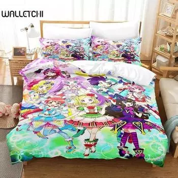 3D Kawaii Girls Idol Time Pripara Bedding Set Single Twin Full Queen King Size Bed Set Adult Kid Bedroom Anime bed sheet set 70x133cm 2pcs