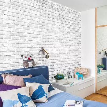 3D кирпичный камень деревенский эффект самоклеящаяся наклейка на стену домашний декор белый