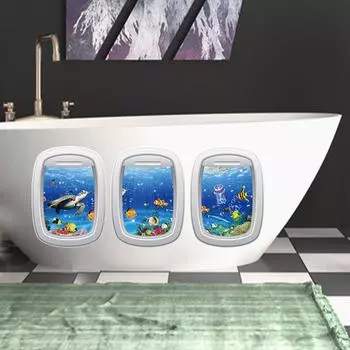 3D Кит Черепаха Ванна Гостиная Наклейка Ванная Комната Украшения Наклейка на стену 20X30CMX3PCS синий