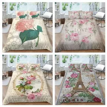 3D классическое роскошное постельное белье в полный размер, винтажное цветочное покрывало, комплект из микрофибры с молнией, моющееся мягкое украшение для дома Baby 100x135cm
