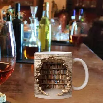 3D Книжная Полка Кружка Креативная Многофункциональная Керамическая Чашка Для Воды с Ручкой Библиотечная Полка Дизайн Пространства Книголюбов Кофейная Кружка День Рождения Рождество