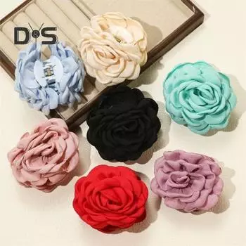 3D коготь для волос с цветком розы, противоскользящие зубы, сильная ручка, заколка для волос на затылке, большой коготь для душа в форме акулы, аксессуары для волос бежевый