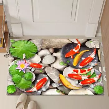 .3D Кои Рыба Принт Коврик Для Ванной Впитывающий Пенный Коврик С Эффектом Памяти Для Кухни Пол Прачечная Мягкий Коврик Для Спальни Прикроватный Коврик 40x60cm
