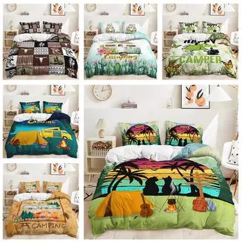 3D Комплект постельного белья для кемпинга RV Down Пододеяльник Наволочка 2/3 шт. Детская комната Мягкий домашний текстиль EU135 * 200 Полноразмерное украшение дома Подарок на день рождения Baby 100x135cm