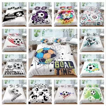3D комплект постельного белья для футбола с белым фоном, пододеяльник для футбола, наволочка, 2 или 3 предмета, украшение для спальни для мальчиков и мужчин, футбольных болельщиков Baby 100x135cm